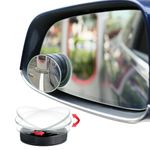 Suction Cup Blind Spot Mirror, Ampper 2" HD Glass Frameless Removable Convex Wide Angle Rear View Mirror (Round, Pack of 2)