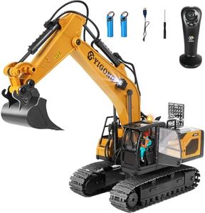Remote Control Excavator for Boy 6 7 8 9 Years Old, 2.4 GHz Gravity Controlled Excavator Toys with Lights Sound, Rechargeable 11 CH RC Construction Vehicles Metal Shovel, Gifts for Kids 6-12 Year Old