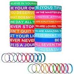 Skibetfo 20 Pieces Silicone Wristbands, Motivational Quote Rubber Wristbands, Colored Inspirational Silicone Bracelets Stretch, Activity Rubber Wristband Bracelets for Women Men Teen (20 Styles)