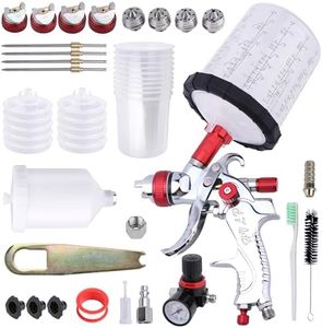 Zeinlenx HVLP Spray Gun with 10Pcs 600ML Disposable Paint Cups, Automotive Gravity Feed Spray Gun Kit with 4 Nozzles,1.4/1.7/2.0/2.5mm, Sprayer Gun with Air Compressor for Auto Paint, Furniture(Red)