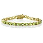 Gem Stone King 18k Yellow Gold Plated Sterling Silver Peridot Gemstone Birthstone Women's Tennis Bracelet, 12.00 Cttw Jewelry 7 Inch