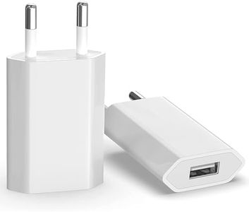 (2 Packs) Chargeur Rapide USB Adaptateur de Prise Universel (5W 5V 1A) adapté aux Voyages compatibilité avec iPhone Apple Samsung Galaxy Pixel Nexus Huawei Xiaomi HTC Sony LG - Blanc