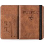 Trajectory Travel Passport Holder and Debit Credit Card Wallet and Wallet Organiser Case with RFID Protection for Daily Use and International Trip for Men and Women in Tan