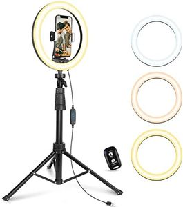 UBeesize 12” Selfie Ring Light with 62” Tripod Stand & Phone Holder, Dimmable LED Circle Light with Tripod for Video Recording/Photography/Live Streaming/YouTube, Compatible with iOS & Android Phone