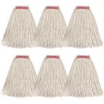 Matthew Cleaning 24oz 6Pack Cotton Floor Mop,Cotton Looped-Open String Heavy Duty String Mop Refills, Universal Headband Blend Mop,Mop Head Replacement for Home, Industrial and Commercial Use(White)