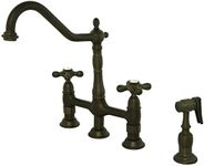 Kingston Brass KS1275AXBS Heritage Bridge Kitchen Faucet, 8-3/4" Spout Reach, Oil Rubbed Bronze