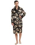 Haseil Men's Satin Robe Dragon Chinese Silk Spa Long Sleeve House Kimono Bathrobe, Black, TagsizeL=USsizeS