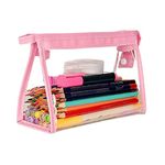 AQBAH Polyurethane Large Capacity Big Pencil Pouch For Girls & Boys, Transparent Pen Bag Organizer For School, Collage, Multi-Purpose Stationary Bag Pack Of 1 (Pink)