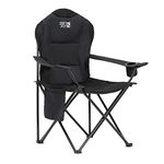 Get Fit Premium Camping Chair - Thick Padded Folding Chair For Adults With Magazine Pocket, Cup Holder & Carry Bag - Lightweight 3kg - Heavy Duty Foldable Picnic Chair - Capacity 130kg - Black Single