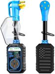 RVRVHOMM 30000J 50Amp RV Surge Protector 50 Amp Flag Design - Upgraded Power Surges Voltage Protection Circuit Analyzer IP68 Waterproof Cover for 50A RVS Camper Trailer Must Haves (50Amp, Blue)