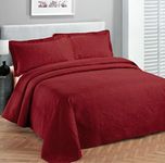 Fancy Collection 3pc Luxury Bedspread Coverlet Embossed Bed Cover Solid Red New Over Size 118"x106" King/California King