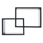 Invero Set of 2 Wooden Square Interlocking Floating Shelves - Wall Mounted Shelf for Decorations - Ideal for Living Room, Hall Ways, Bedrooms and more - Black