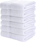 Utopia Towels 6 Pack Small Cotton Bath Towels, 22 x 44 inches towels for spa, gym and pool, highly absorbent and quick drying towels (White)