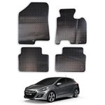 Car Mats for Hyundai i30 (2012-2017) Tailored Fit Rubber Floor Mat Set Accessory Black Custom Fitted 4 Pieces with Clips - Anti-Slip Backing, Heavy Duty & Waterproof