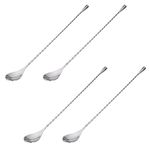 4 PCS 12 Inch Stainless Steel Mixing Spoons, SourceTon Spiral Pattern Bar Cocktail Shaker Spoon