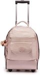 Kipling Sanaa Large Metallic Rolling Backpack, Quartz Metallic, 12.5" x 18.5" x 10.75", Women's Sanaa Large Rolling Backpack, Adjustable Padded Straps, Slide-up Handle, Crinkle Nylon Backpack