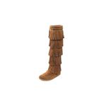 Minnetonka Women's 5-Layer Fringe Boot, Dusty Brown, 5 M US