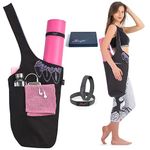 Zenifit Yoga Mat Bag - Long Tote with Pockets - Holds More Yoga Accessories. Cute Yoga Mat Holder with Bonus Yoga Mat Strap Elastics. Stylish and Practical Yoga Mat Bags and Carriers for Women (Black and Lavender Purple)