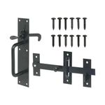 Infinity Decor Heavy Duty Black/Zinc Iron Suffolk Thumb Gate Latch Catch Set Ideal for Wooden Garden Gate, Garage & Shed Doors (Black)