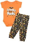 Baby Unisex 2 Piece Embroider Haunt It Layette Halloween Outfit, Spooky Dude, 0 Months