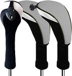 Golf Club Head Covers for Woods and Driver Hybrids Fairway Value Pack Protective Clubs Headcovers with Interchangeable No.Tags 1 3 5 (Driver&Fairway&Hybrid, 3 Pack-Gray)