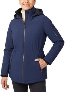 Free Country Women's Softshell Winter Coat Jacket Lined Warm Insulated Hooded Fleece Water & Wind Resistant Ski-Thermo Super-Midnight-Size XL