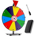 T-SIGN 12 Inch Heavy Duty Spinning Prize Wheel, 10 Slots Color Tabletop Prize Wheel Spinner with Dry Erase Markers and Eraser for Carnival and Trade Show, Win The Fortune Spin Game