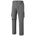 BASSDASH Men’s Outdoor Quick Dry Convertible Pants Zip-Off Water Resistant Lightweight Fishing Hiking Cargo Shorts UPF50+, Dark Grey, 40W x 30L