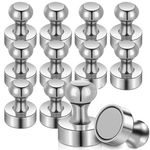 MIN CI 12 Packs Neodymium Magnets Fridge Magnets Magnetic Push Pins, 12 x 16 mm Small Magnets Round Strong Fridge Magnets for Adults, White Board Magnet, Office Magnet, Mini Magnets Silver