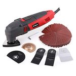 Hi-Spec Power Corded Oscillating Multi-Tool - 220W with 37-Piece Accessory Blade and Sanding Kit for DIY Detailing, Sawing, Sanding, Scraping, and Grinding