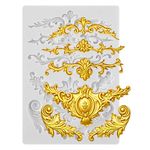 Baroque Style Curlicues Scroll Lace Emboss Border Relief Flower Lace Filigree Sculpted Decoration Scrollworks Silicone Mold for Fondant Sugar Craft Cake Baking DIY Soap Polymer Clay Plaster