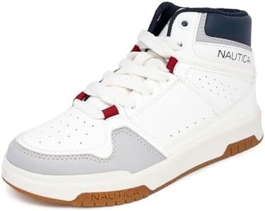 Nautica Boys Girls High-Top Sneakers Lace-Up Trainers Basketball Style Shoes-Gyles-White Americana Gum Size-3