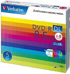 Verbatim DHR85HP5V1 Single Record DVD-R DL 8.5GB 5 Sheets White Printable Double Layer 2-8x Speed