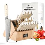 NANFANG BROTHERS Kitchen Knife Set, 19 PCS Damascus Steel Steak Knife Set, VG10 Professional Chef Knives Set with Block, Knife Sharpener and Shears, Kitchen Knife with Gorgeous Gift Box