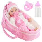 The Magic Toy Shop Bibi Doll - Baby Doll With Sounds & Carry Cot Bed Pillow Carry Handles Carrier Play Set