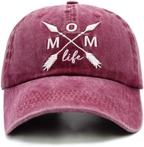 LOKIDVE Women's Mom Life Dad Hat Embroidered Distressed Denim Baseball Cap