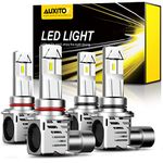 AUXITO 9005 9006 LED Headlight Bulbs Combo, High Low Beam Headlights Replacement, 450% Brighter, 30000LM 6500K Cool White, Wireless 9005 9006 LED Headlight Bulbs, Pack of 4