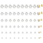 Hedume 60 Pack Cubic Zirconia Stud Earring, 18K Gold Plated, Clear, Round Cut, 6 Sizes, 30 Pairs (Unixex, Daily Wear), Cubic zircon and alloy, Cubic Zirconia