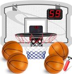 TEUVO Indoor Basketball Hoop Toys for Kids 4 5 6 7 8 9 Year Old Mini Basketball Hoop with 4 Balls Electronic Score for Over Door Room & Outdoor Panier Basketball Interieur Sport Game Toy for Boys Girl