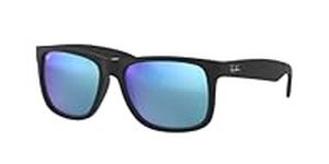 Ray-Ban Unisex's Justin Sunglasses, Black (Vidiros : Blue Mirror 622/55), 54 mm