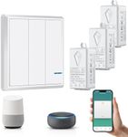 Smart WIFI Wireless Switch Kit, NineLeaf 3-Gang Smart Switch Set, Work with Alexa Echo, Google Home, Tuya/Smart Life APP, for LED-Lights, Energy-saving Lamps, Halogen Lamps, Incandescent Lamp