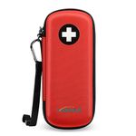 MEDMAX Epipen Medical Carrying Case, Hard Shell EVA Shock Absorption Travel Medication Organizer Bag Emergency Medical Pouch Holds 2 EpiPens, Asthma Inhaler, Auvi-Q, Allergy Supplies, (*Red)