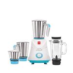 Cello Grind-N-Mix Elite Mixer Grinder, 500 Watts, 3 Stainless Steel Jar and 1 Juicer Jar, Blue and White