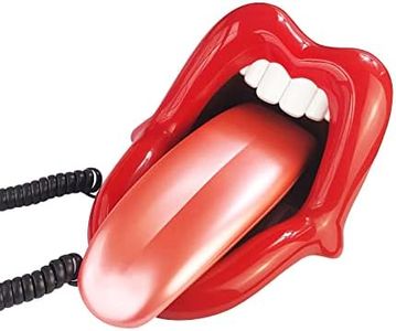 TelPal Landline Phones for Home, Red Mouth Telephone, Novelty Big Tongue Phone, Wired Funny Lip Phone Gift, Cartoon Shaped Real Corded Lips Telephone Set