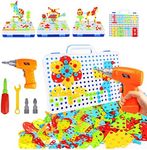 237 Pieces Electric DIY Drill Educational Set, STEM Learning Toys, 3D Construction Engineering Building Blocks for Boys and Girls Ages 3 4 5 6 7 8 9 10 Year Old, Creative Games and Fun Activity