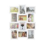 12 Photo Frame | 6x4 Multi Picture Display | Wood Effect Collage Frame | Wall-Mounted Picture Frame | M&W (White)