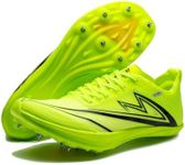 Track and Field Shoes Men Women Kids Spikes Sneakers Full-Length Carbon Plate Track Race Jumping Sneakers Girls Professional Running Tarck Spikes Shoes Boys (Green, Adult, Men, 3, Numeric, US Footwear Size System, Medium)