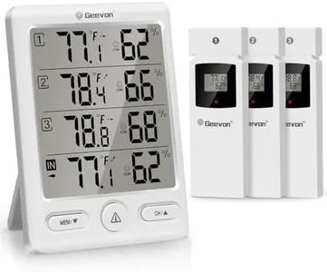 Geevon Indoor Outdoor Thermometer Wireless with 3 Remote Sensors, Temperature Humidity Monitor for Home with Comfort Indicator, Temp Alarm, Digital Hygrometer Thermometer Battery Powered