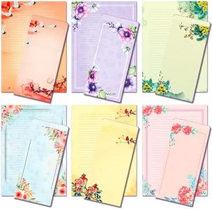 A4 Vintage Floral Stationery Paper (Lined) 48 Pieces and Self-Sealing Envelopes 24 PC Set, 100GSM Heavy Weight College Ruled Letter Writing Stationary, Printer Friendly, Color Both Sides, Watercolor