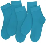 SERISIMPLE Colorful Quarter Ladies Crew Socks Breathable Solid Pastel Light Color Thin Bootie Unisex Sock 5 Pairs (m,Ocean Blue)